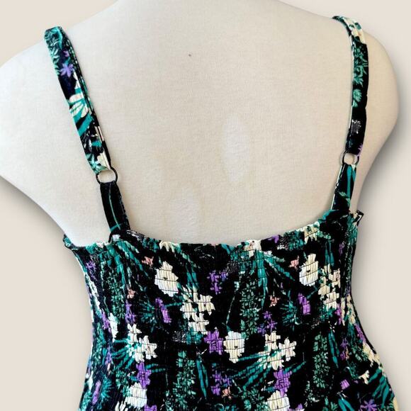 Ellos Floral Sleeveless Strappy Smocked Bodice Tank Sun Dress Plus Size 2X 26/28 - Picture 10 of 13